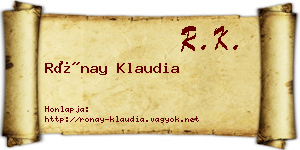 Rónay Klaudia névjegykártya